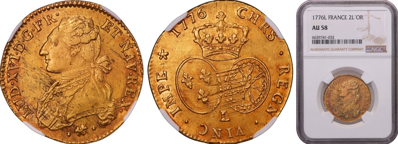 1776-L France Double Louis D\'Or ⭐NGC AU58⭐BEAUTIFUL COIN FROM INDEPENDENCE YEAR⭐