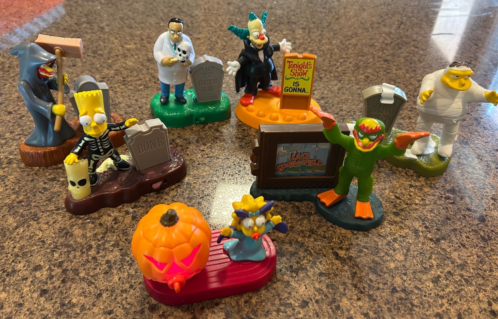 Simpsons Burger King Lot Of 7 figures with bases 2001 & 2002
