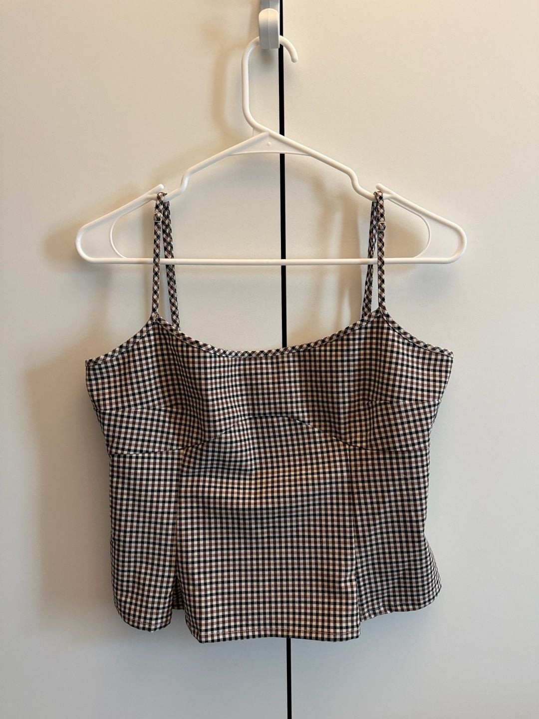 Divided H&M Cami Top Brown Black Gingham Plaid Tank Divided H&M Cami Top Brown Black Gingham Plaid Tank
