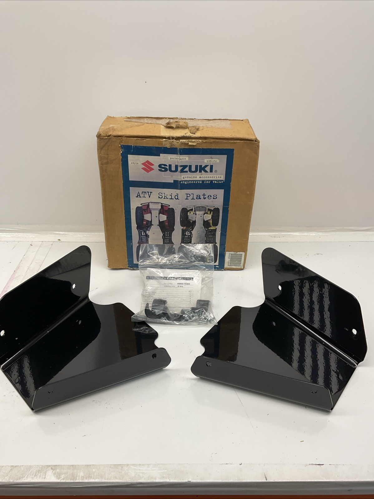 SUZUKI OEM LT-A 500 A-ARM GUARD SKID PLATES STEEL 2002 WITH HARDWARE NEW #ROOM