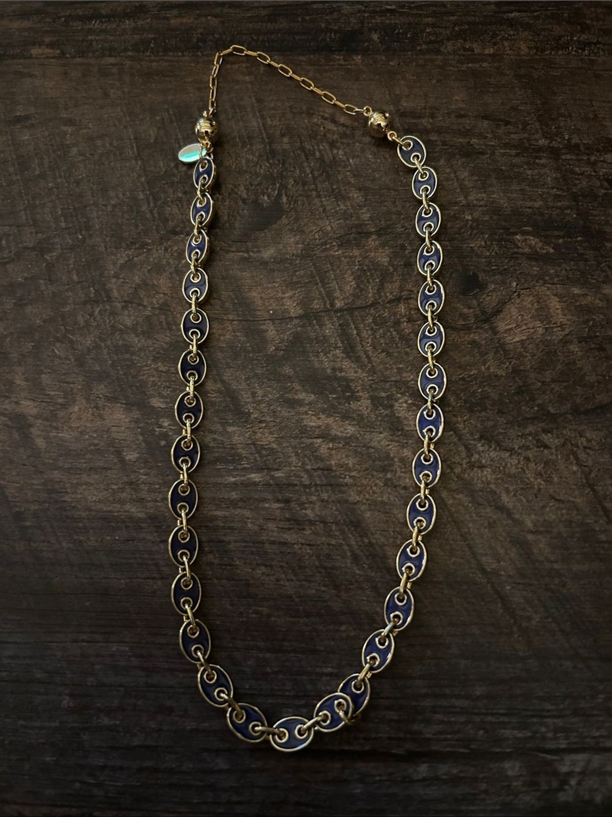 Melania Clara London Necklace with Navy Enamel Links - Women Jewelry Melania Clara London Necklace with Navy Enamel Links - Women Jewelry