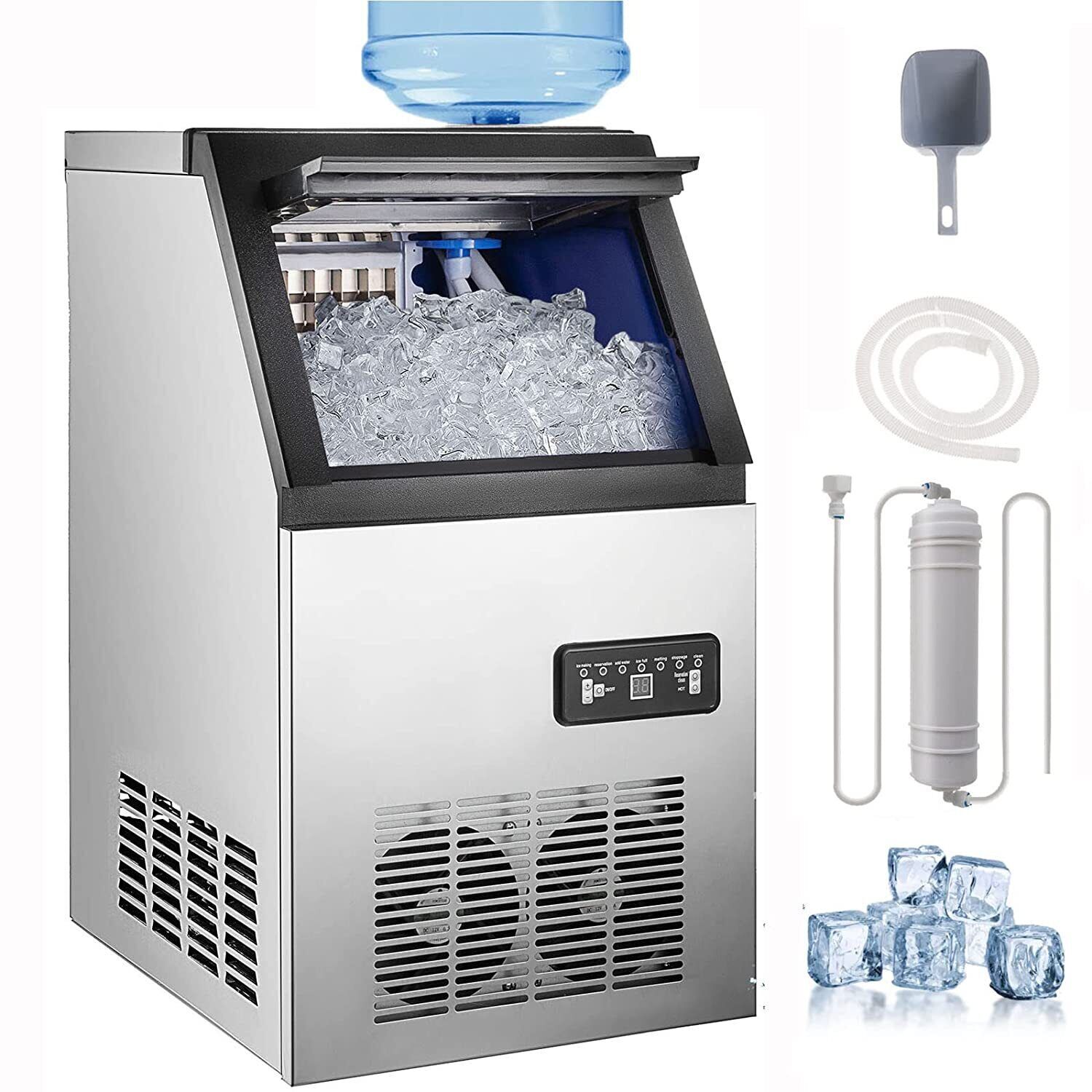 110LBS Stainless Steel Commercial Ice Maker Self-Clean Under Counter Machine
