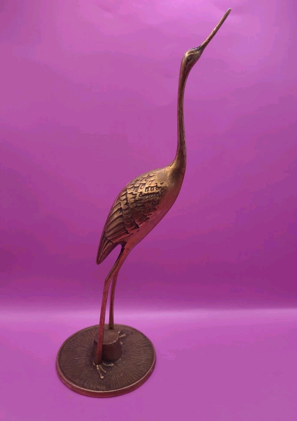 11” Vintage Brass Bird Figurine Statue Crane Heron Egret Coastal MCM Beach Decor 11” Vintage Brass Bird Figurine Statue Crane Heron Egret Coastal MCM Beach Decor