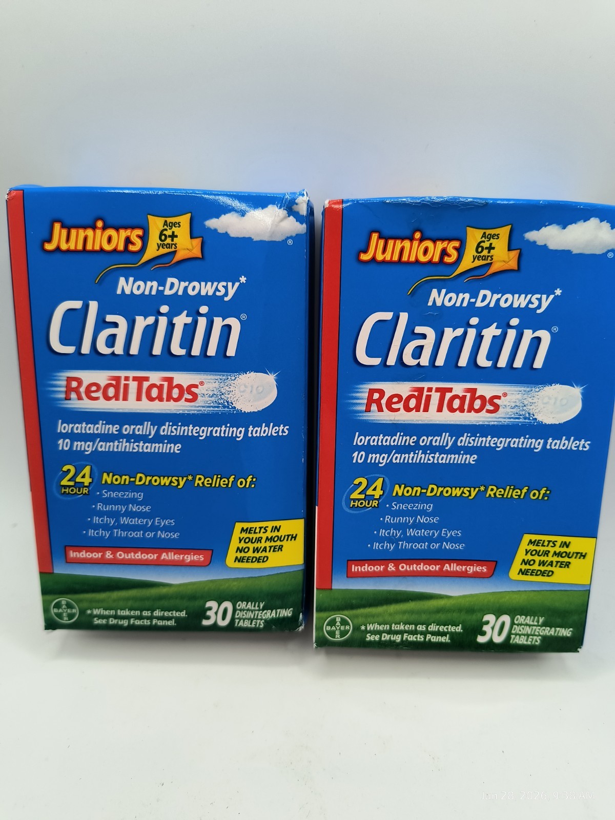 Claritin Juniors 6+ Reditabs 24HR Allergy Relief NonDrowsy 30CT X 2 Exp 11/27+