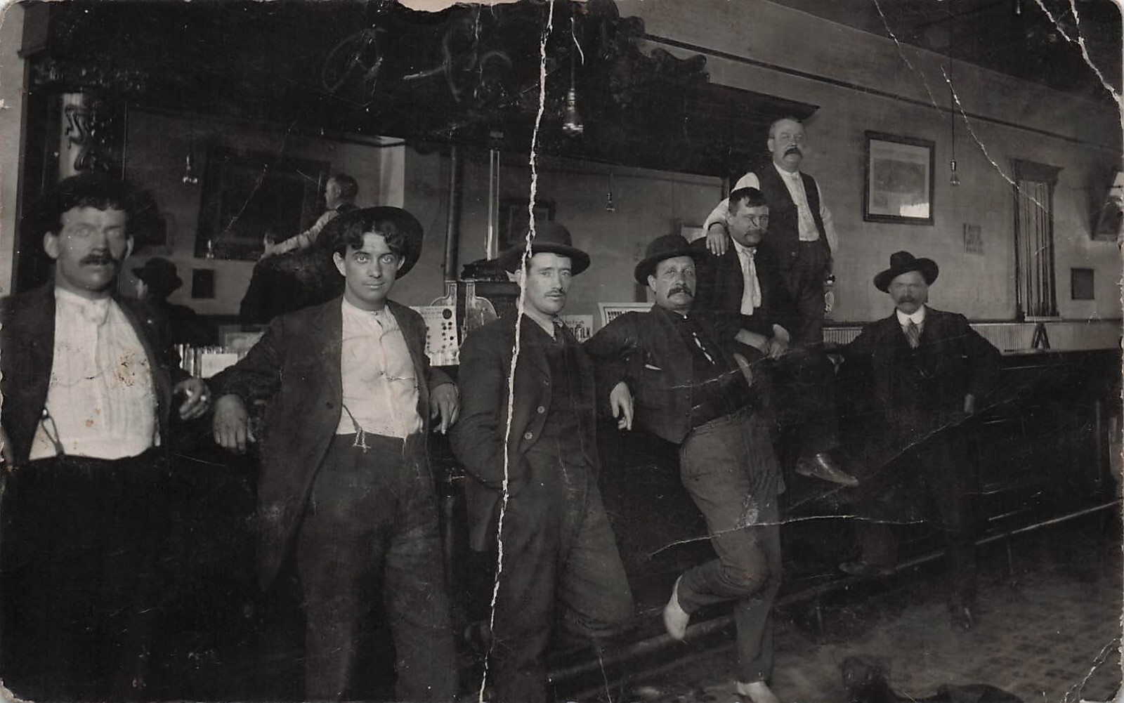 RPPC Wild West Gangsters Saloon Bar Mafia Gang Western Men Photo Postcard F32