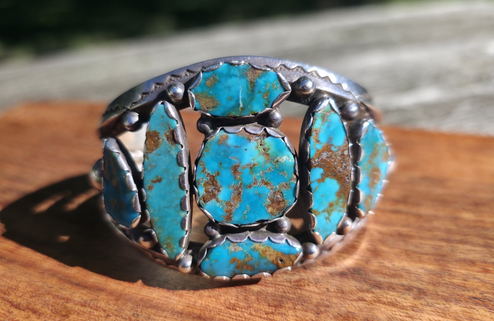 Vintage Navajo FRED THOMPSON Turquoise & Sterling Cuff Bracelet 7 inches Vintage Navajo FRED THOMPSON Turquoise & Sterling Cuff Bracelet 7 inches