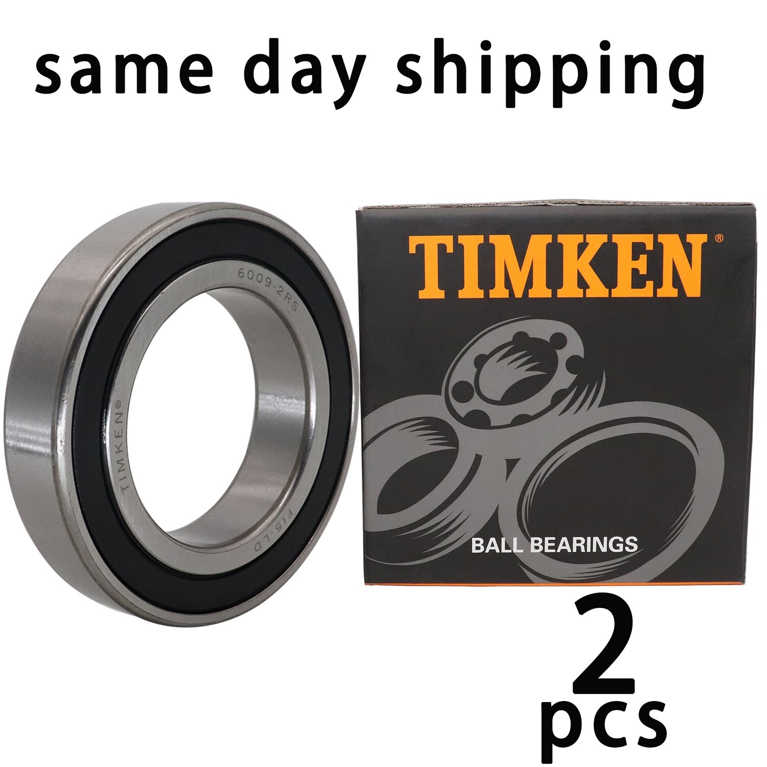 (Qty.2)TIMKEN 6009-2RS High Quality Two Side Sealed Ball Bearings 45X75X16MM