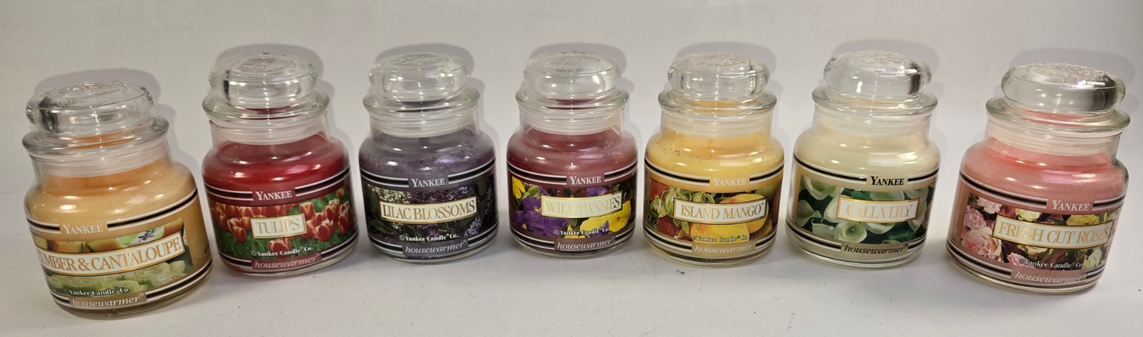 Lot of 7 Unused Retired Yankee Candle 3.7 oz Black Band Housewarmer Jars