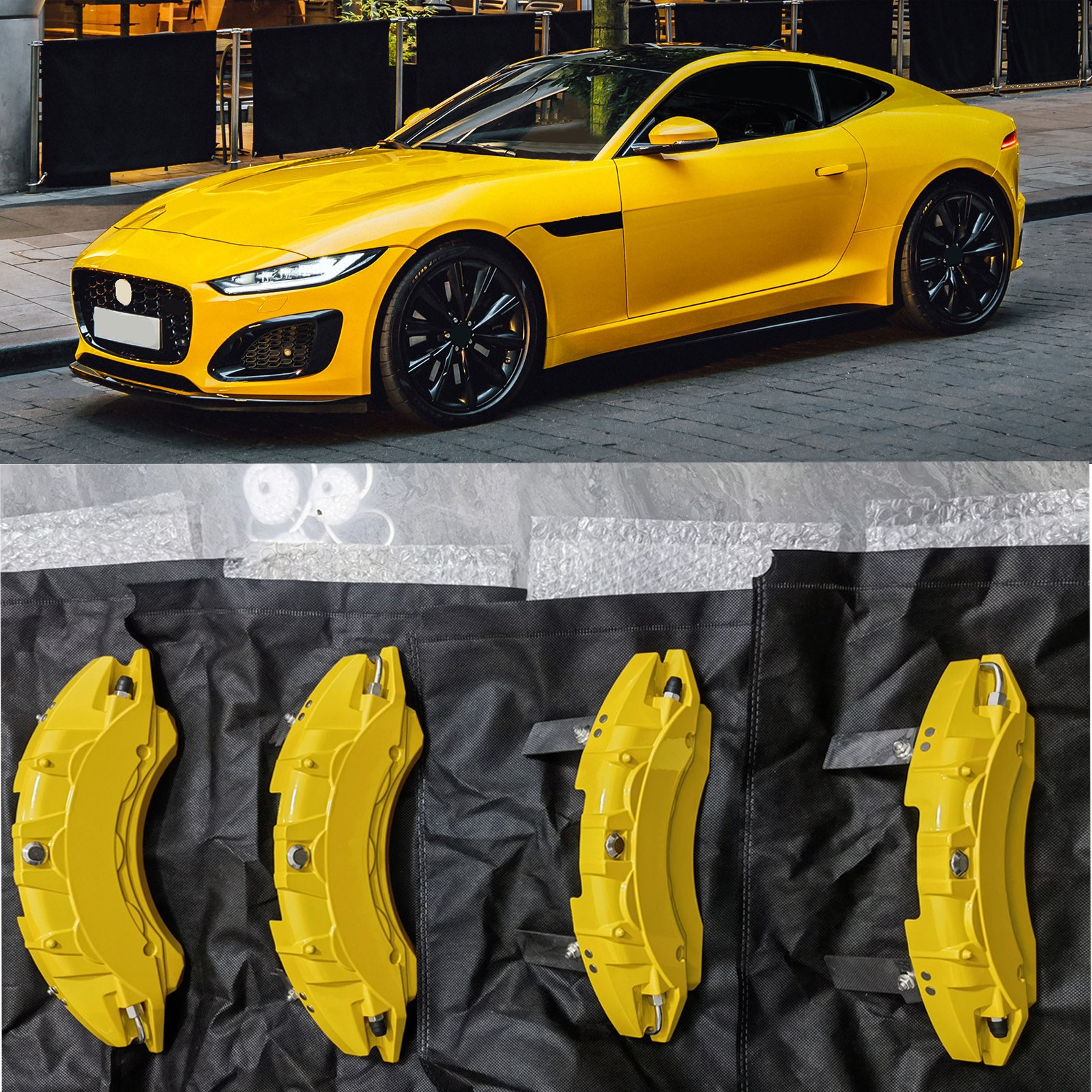 4pcs Yellow Fit Jaguar F-Type/XF/XJ/XK Caliper Covers Front&Rear Powder-Coated 4pcs Yellow Fit Jaguar F-Type/XF/XJ/XK Caliper Covers Front&Rear Powder-Coated
