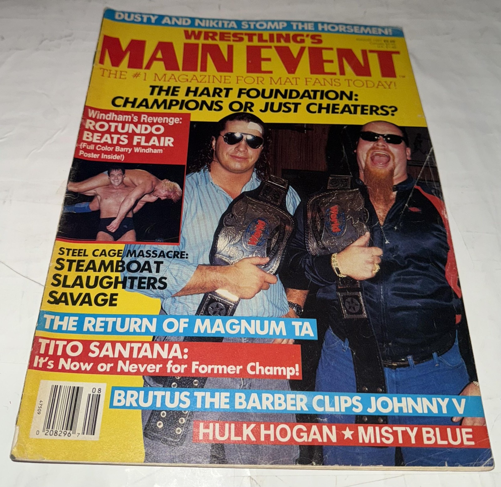 Vintage Wrestling\'s Main Event Magazine 1987 Hart Foundation Magnum TA Steamboat