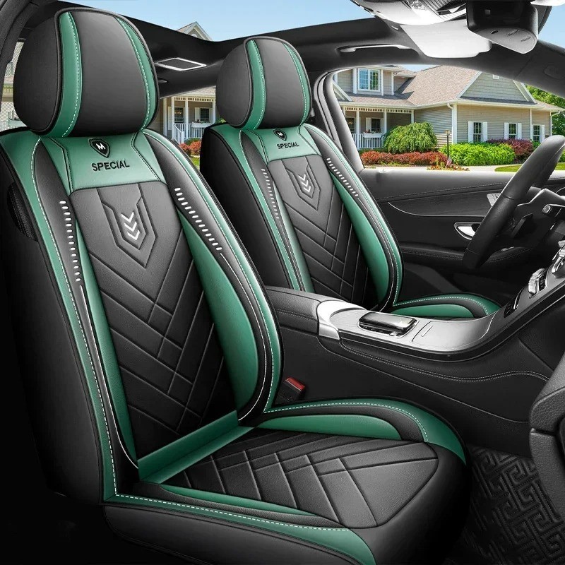 Universal Car Seat Cover Full Leather Front Seat Cushion All-Season Pad