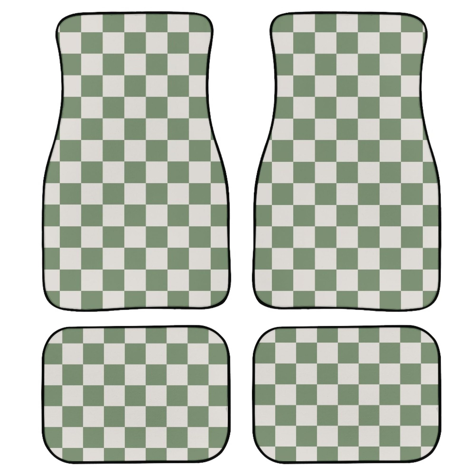 TVMDIZEE Checkered Car Floor Mats 4Pcs Classic Sage Green Chessboard Pattern TVMDIZEE Checkered Car Floor Mats 4Pcs Classic Sage Green Chessboard Pattern