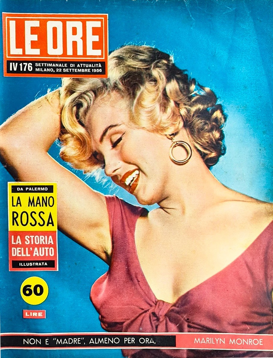 1956 Le Ore Magazine Marilyn Monroe Cover Italy Sept 22 Vintage Italian Magazine