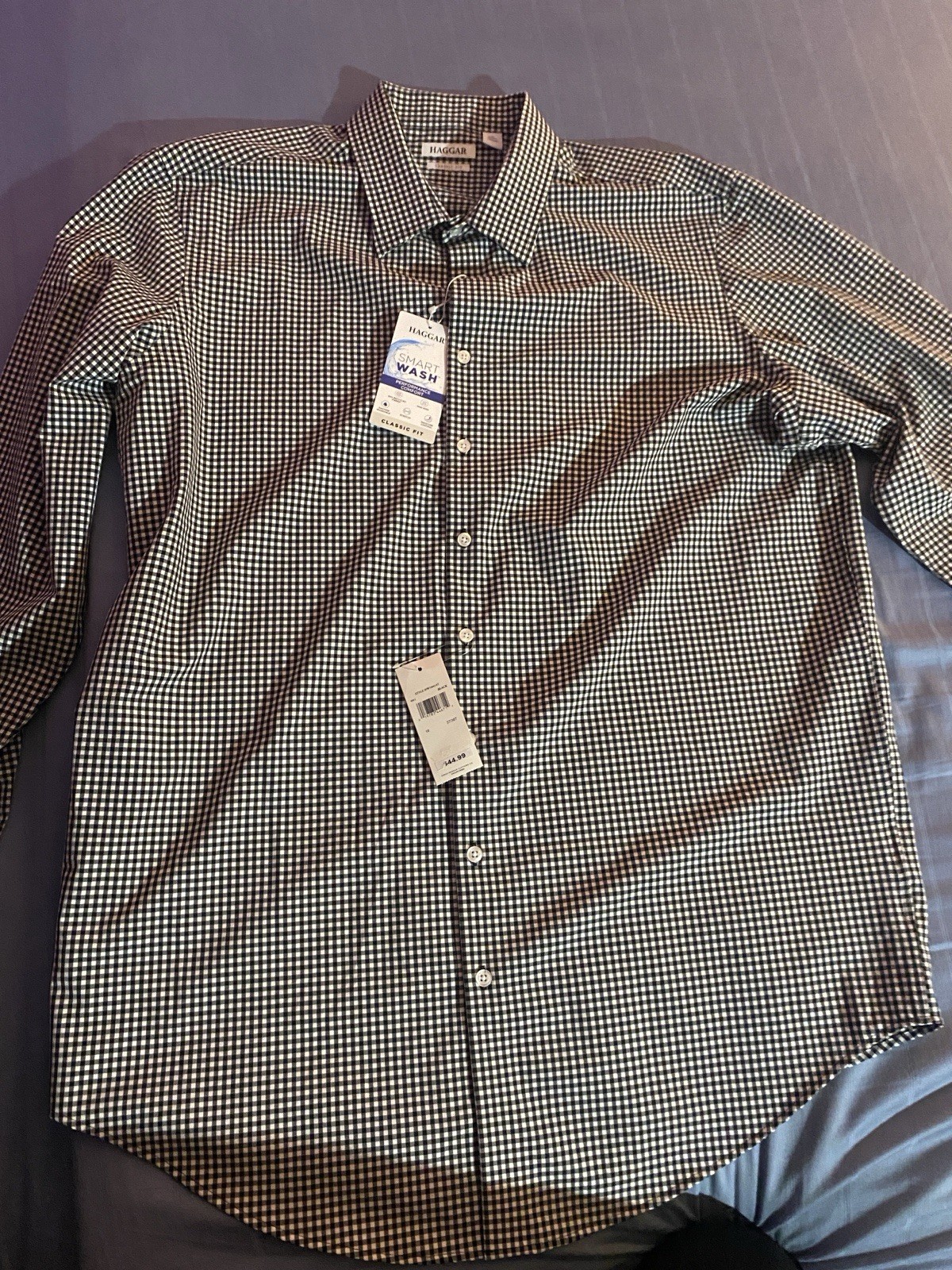 Haggar Smart Wash Performance Comfort Dress Shirt Classic Fit NWT 18 37/38T