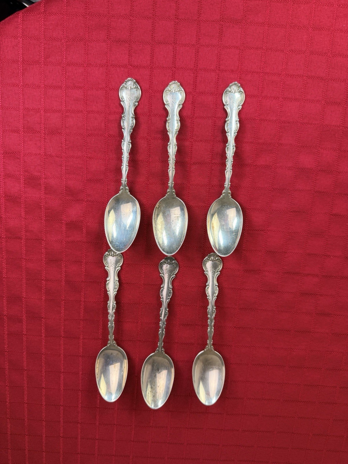 Lot of 6 Gorham Strasbourg Sterling Silver Teaspoons 1897 Pat 120g 5.75\