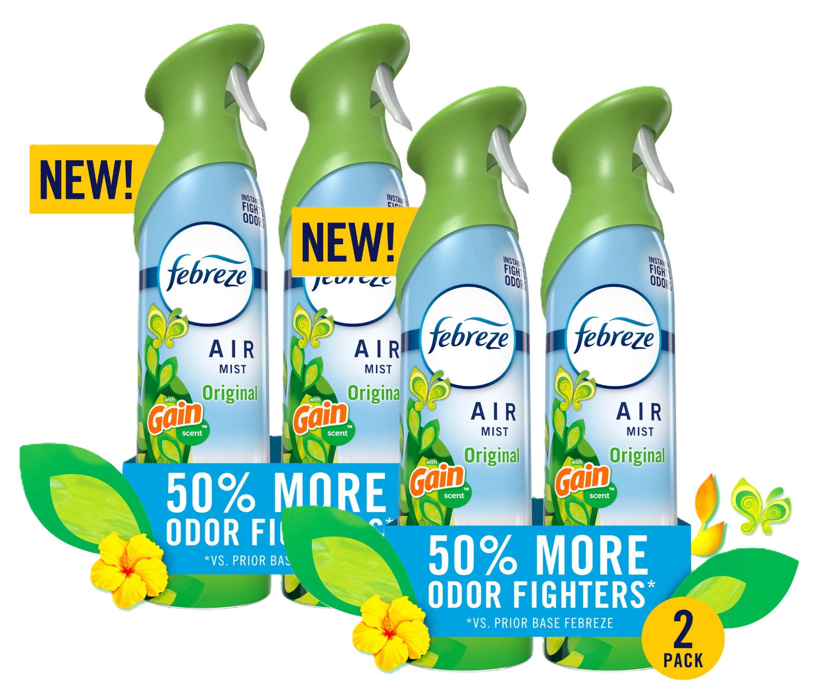Febreze Air Mist Air Freshener Spray, Gain Original Scent, 8.1oz, 4 Count Febreze Air Mist Air Freshener Spray, Gain Original Scent, 8.1oz, 4 Count