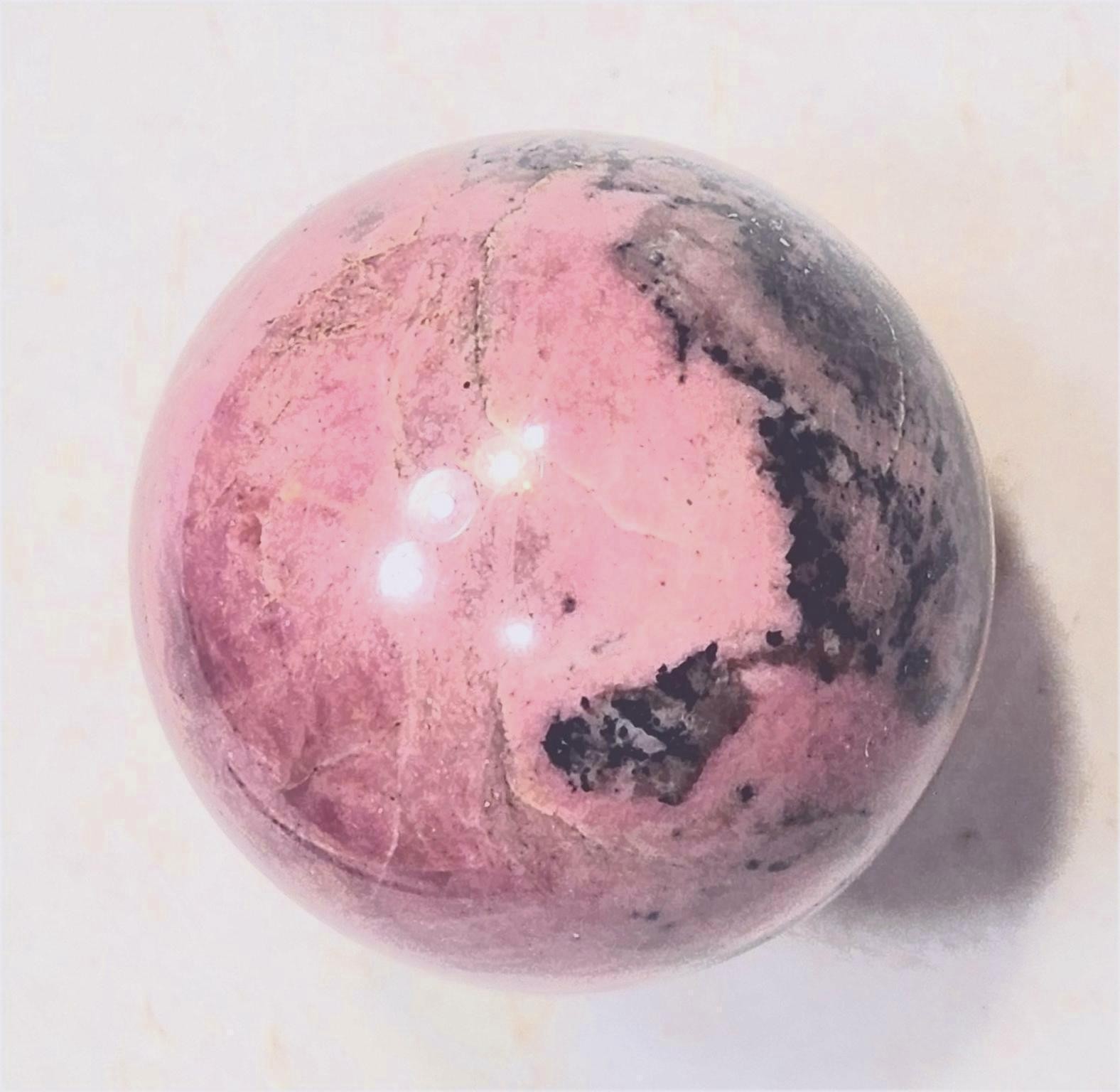 Rhodonite 38mm Interior Decor Semi Precious Gemstone Sphere/Home or Office 6592