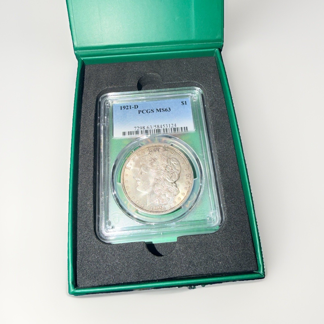 1921-D Morgan Silver Dollar $1 Silver 0.9 PCGS MS63 - Better Date - KM#110 1921-D Morgan Silver Dollar $1 Silver 0.9 PCGS MS63 - Better Date - KM#110