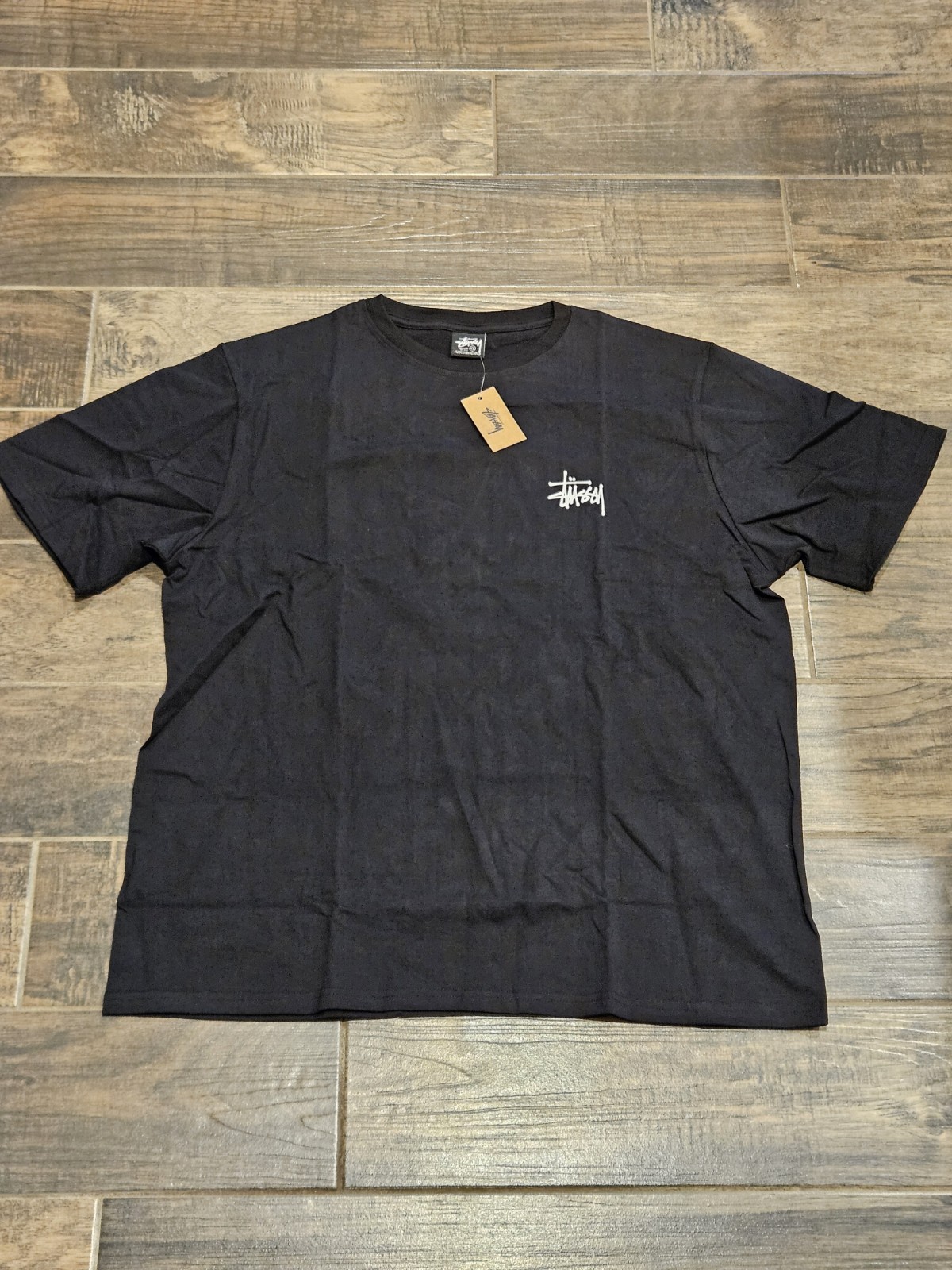 Stussy Basic Tee Black White Logo T-Shirt Men\'s Size XL Excellent...