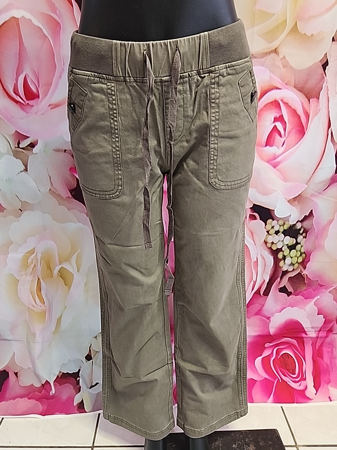 Nwt Flamingals Straight Leg Pants 4 Pockets Size  Small Khaki Color  #70510