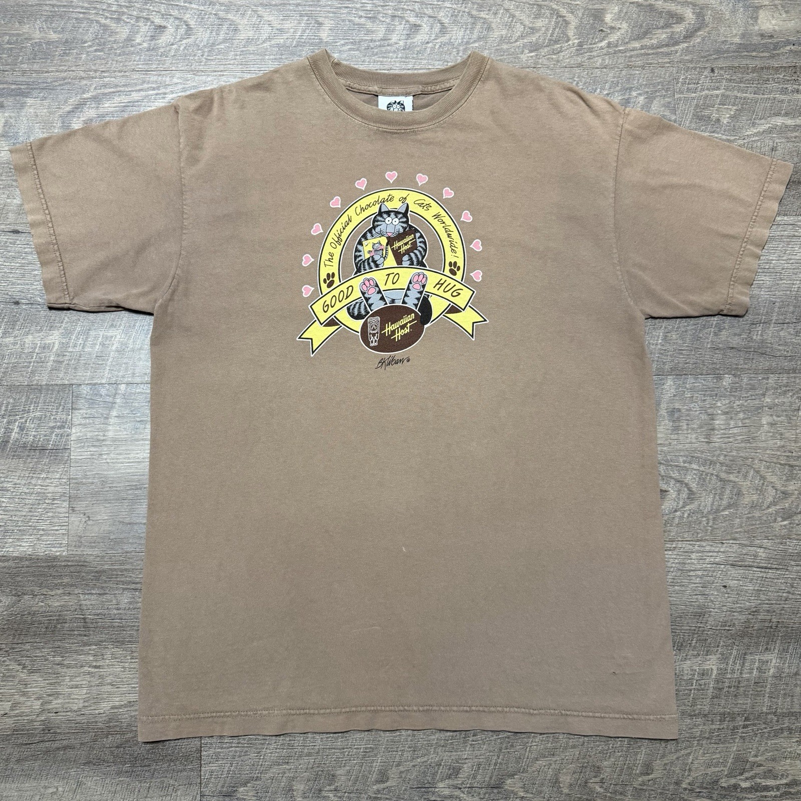 Vintage 00s B. Kliban Cat Hawaiian Host Chocolate T Shirt Vintage 00s B. Kliban Cat Hawaiian Host Chocolate T Shirt