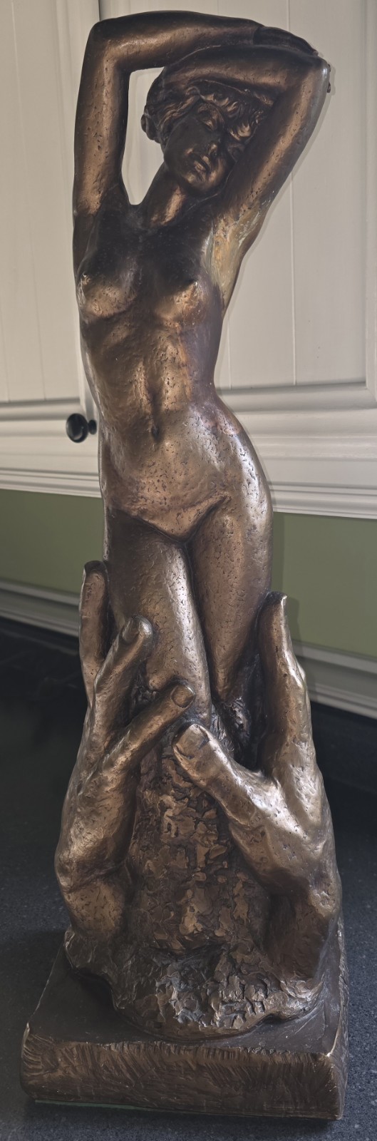 Vintage Nude Woman Bronze Gild on Plaster Statue after Rodin Aphrodite Venus Vintage Nude Woman Bronze Gild on Plaster Statue after Rodin Aphrodite Venus