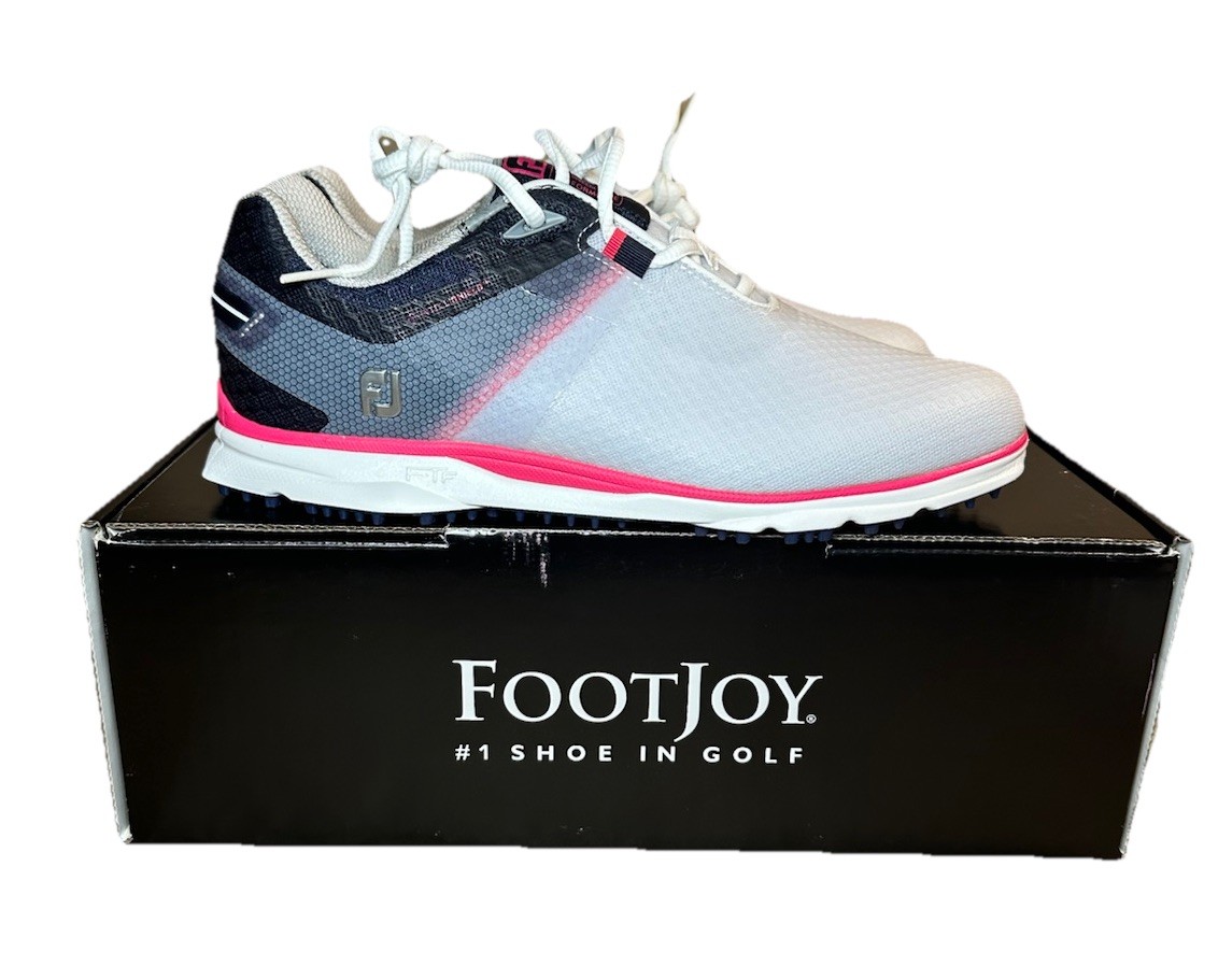 FootJoy Women\'s Pro SL Sport Golf Shoes White/Navy/Pink - Size 6.5