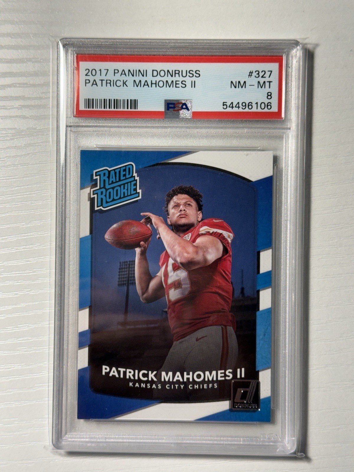 2017 Panini Donruss - Rated Rookie Patrick Mahomes II #327 (RC) PSA 8 2017 Panini Donruss - Rated Rookie Patrick Mahomes II #327 (RC) PSA 8