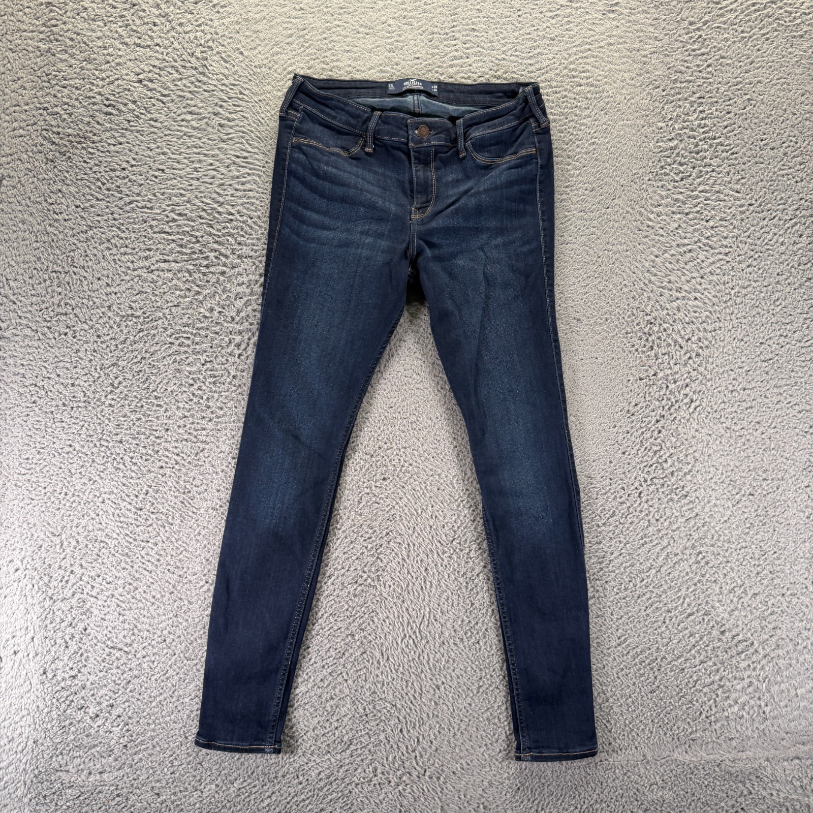 Hollister Jeans Women 11 Blue Cotton Denim Jegging Workwear Whiskered Stretch