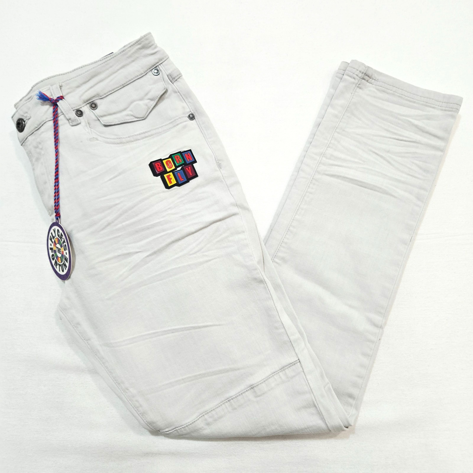 Born Fly Premium Men's Jeans Grey Stone Classic Style Design Skinny Fit Denim