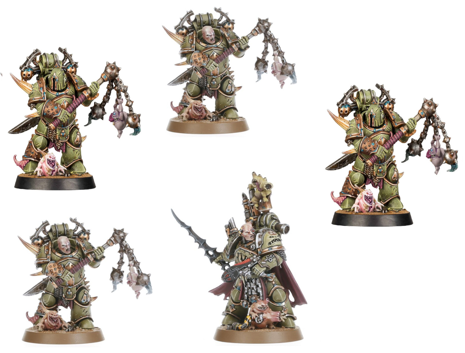 Warhammer 40k Death Guard Plague Marines HEAVY PLAGUE WEAPONS SQUAD w/ LEADER x5 Warhammer 40k Death Guard Plague Marines HEAVY PLAGUE WEAPONS SQUAD w/ LEADER x5