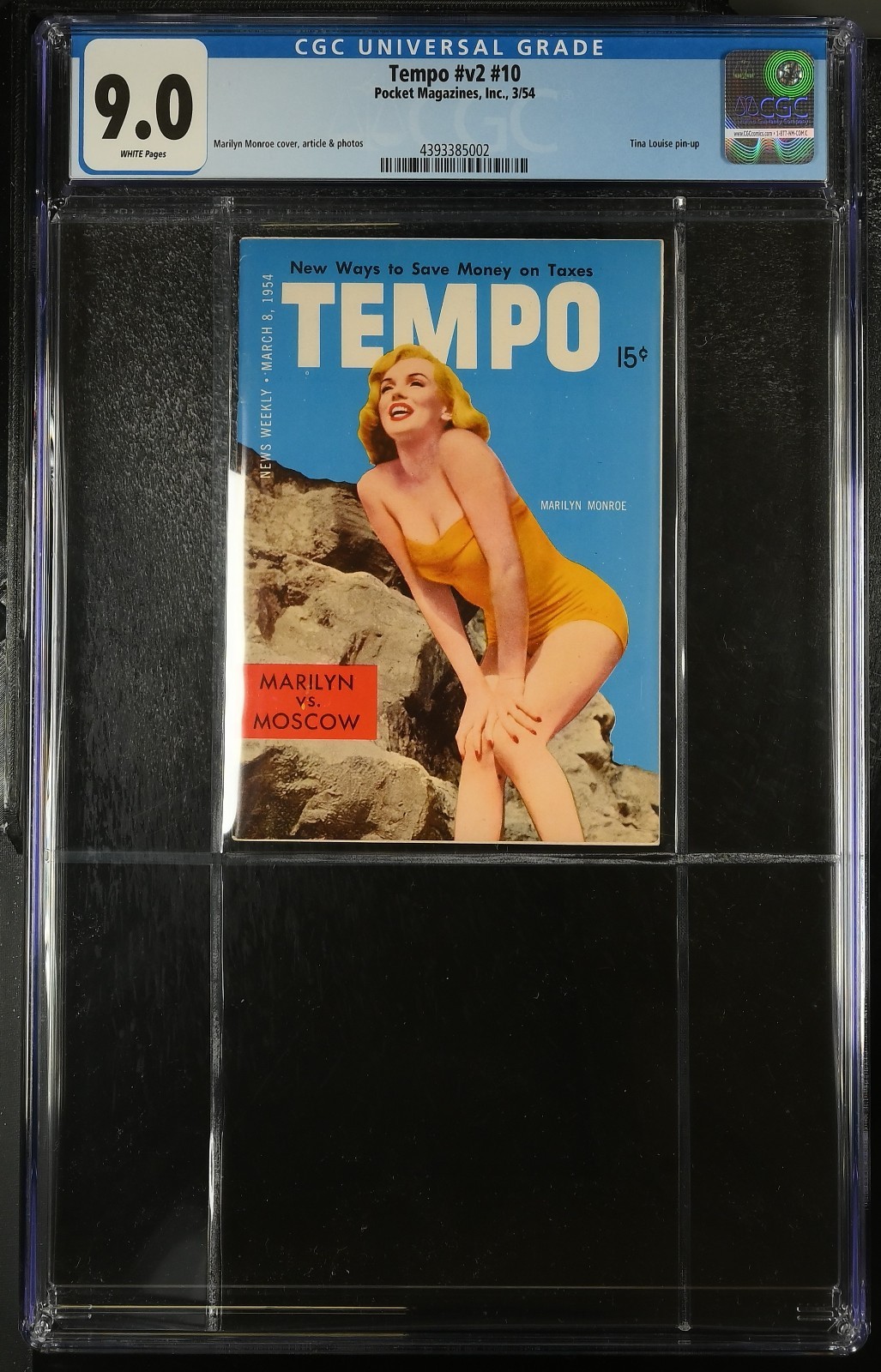Marilyn Monroe Vintage Magazine-Tempo-1954-CGC 9.0-HIGHEST GRADED Marilyn Monroe Vintage Magazine-Tempo-1954-CGC 9.0-HIGHEST GRADED