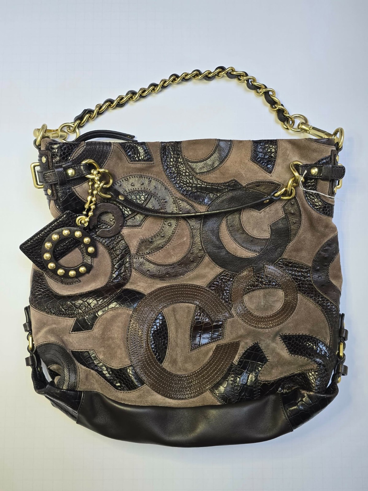 Vintage Y2K Coach Brooke Inlaid C Leather Suede Large Hobo Shoulder Bag 14340