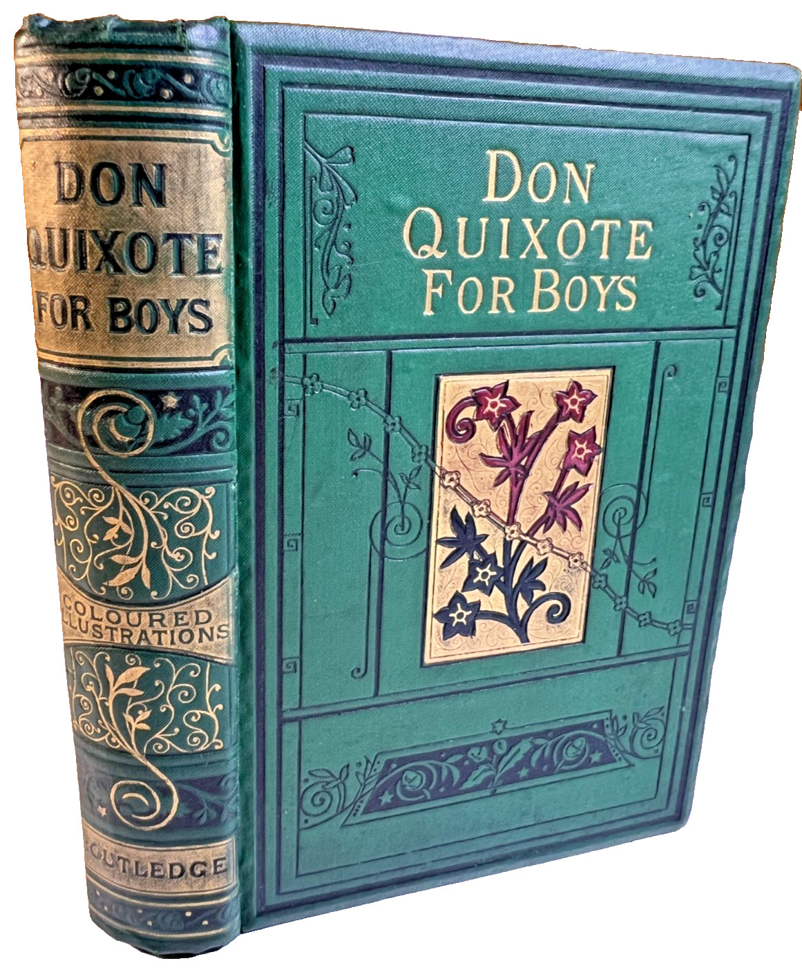 Antique 1880 Victorian Ornate Decorative Book Don Quixote Routledge Victorian