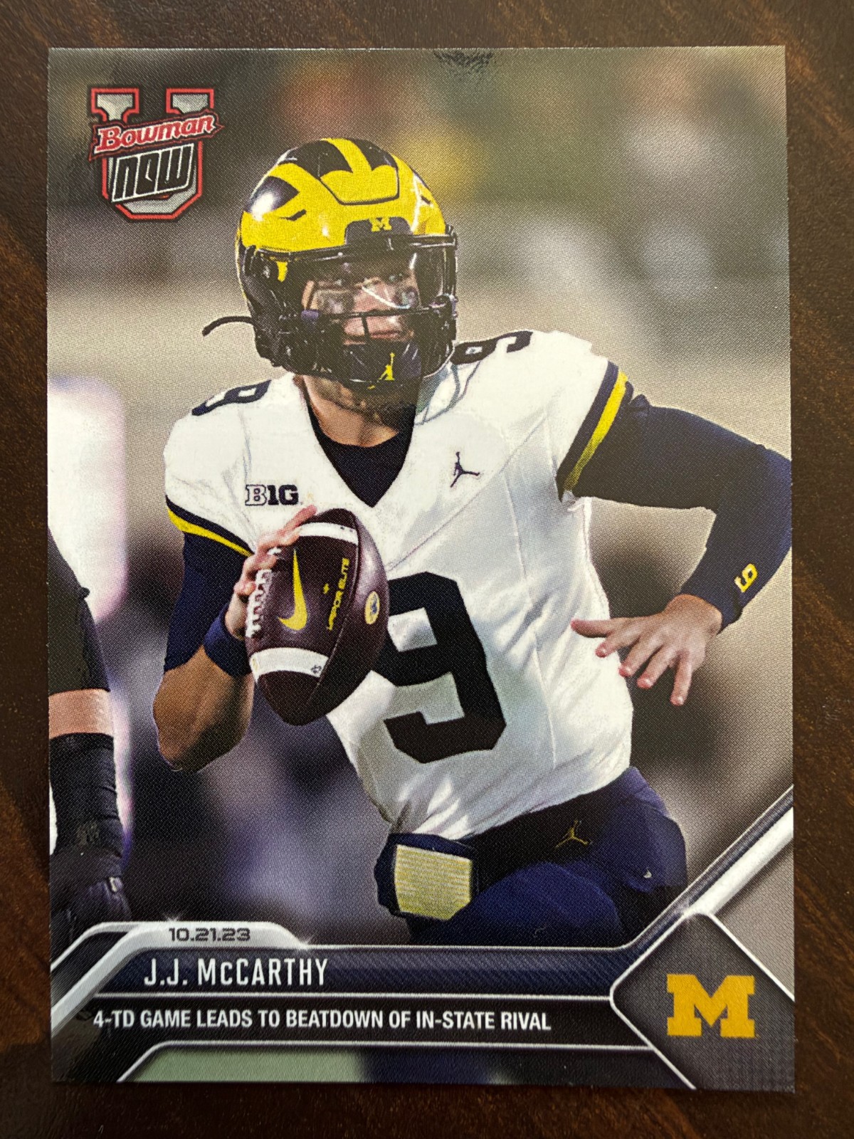JJ McCarthy 2023 Topps Now Bowman U Football Michigan Giants #17