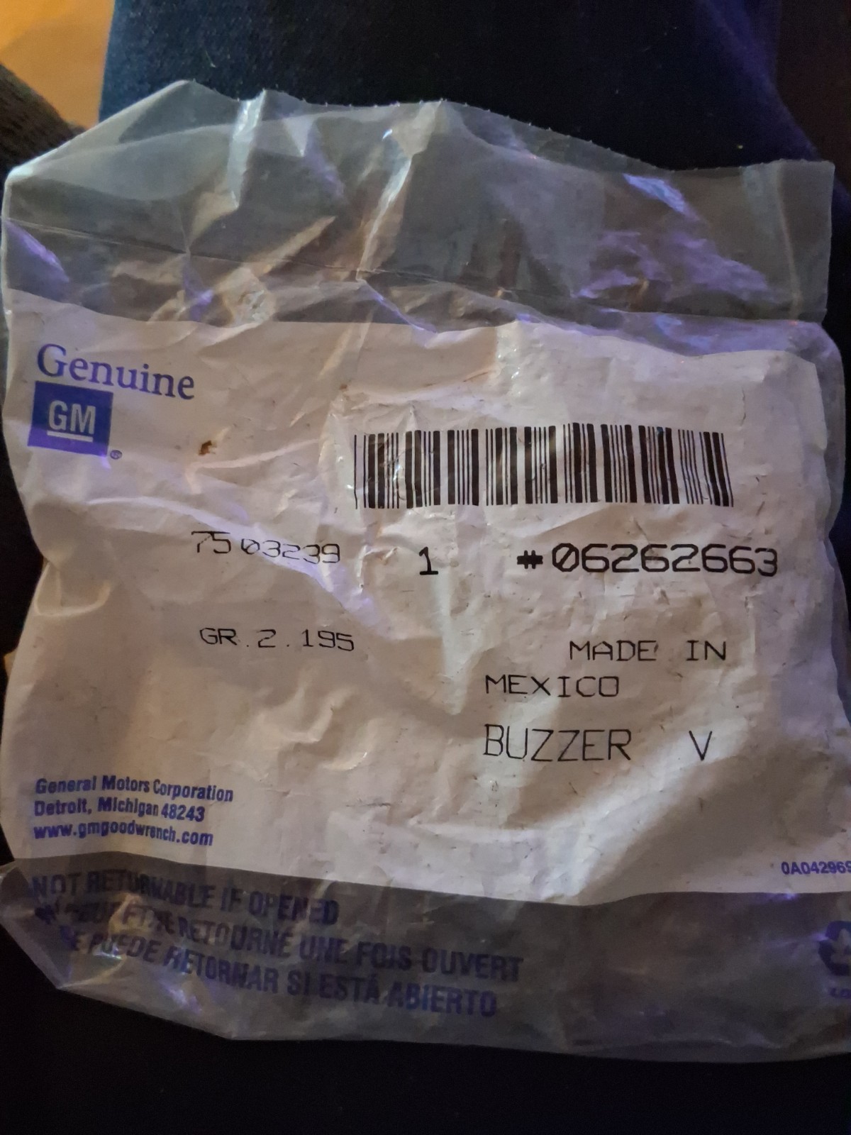 1972-1976 Corvette Seat Belt Warning Buzzer Switch NOS OEM GM 6262663 1972-1976 Corvette Seat Belt Warning Buzzer Switch NOS OEM GM 6262663