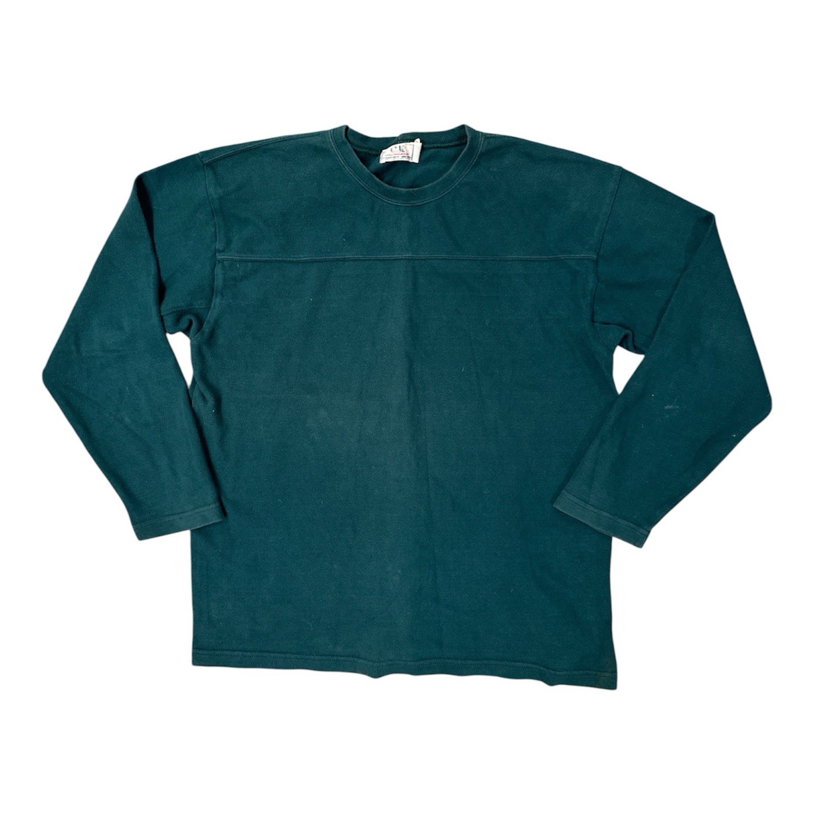 Columbiaknit Rugby Shirt Men Green Size L Crewneck Pullover Heavy Cotton Outdoor