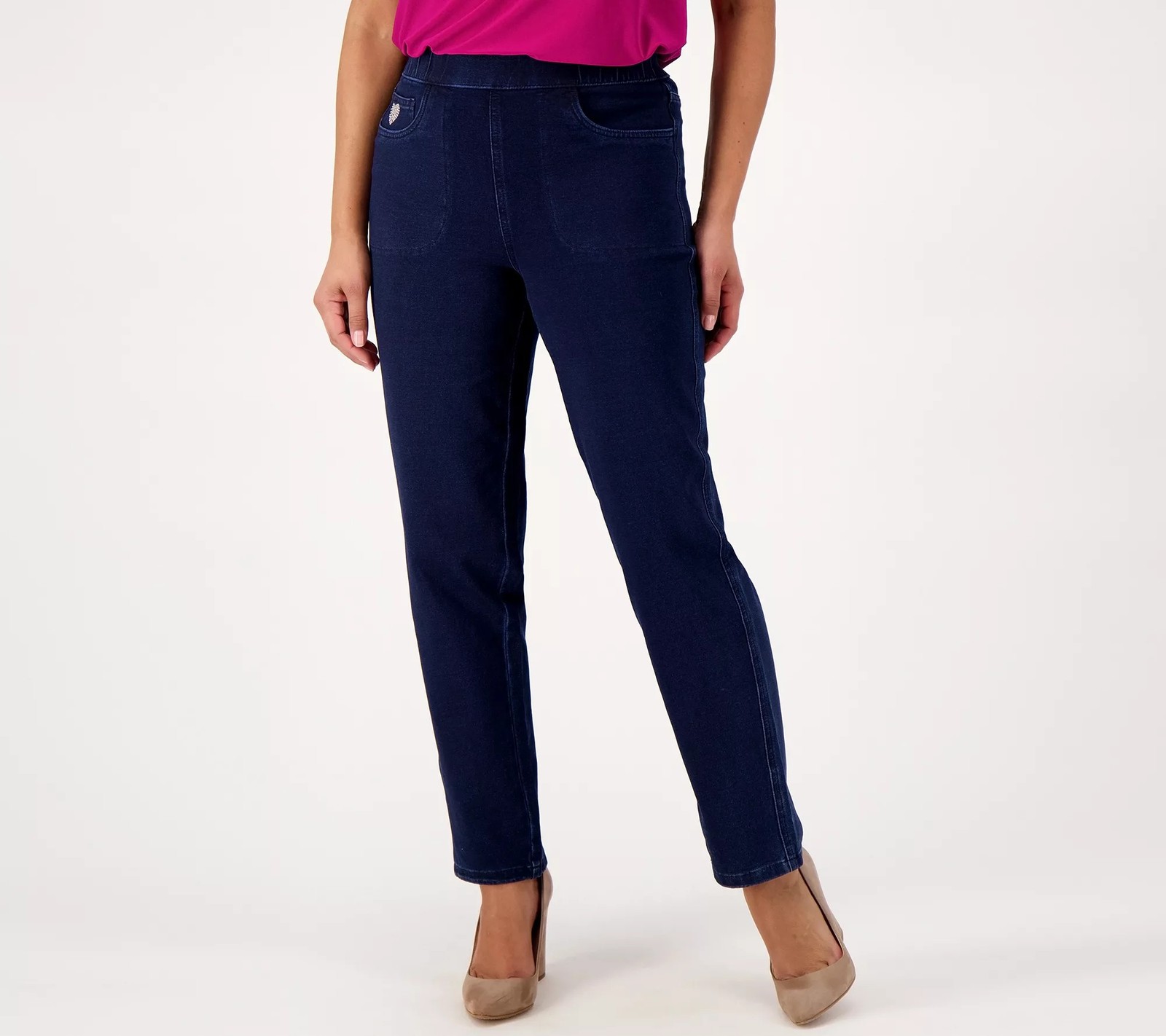 Quacker Factory Short DreamJeanne Pull-On Dark Indigo L New Quacker Factory Short DreamJeanne Pull-On Dark Indigo L New