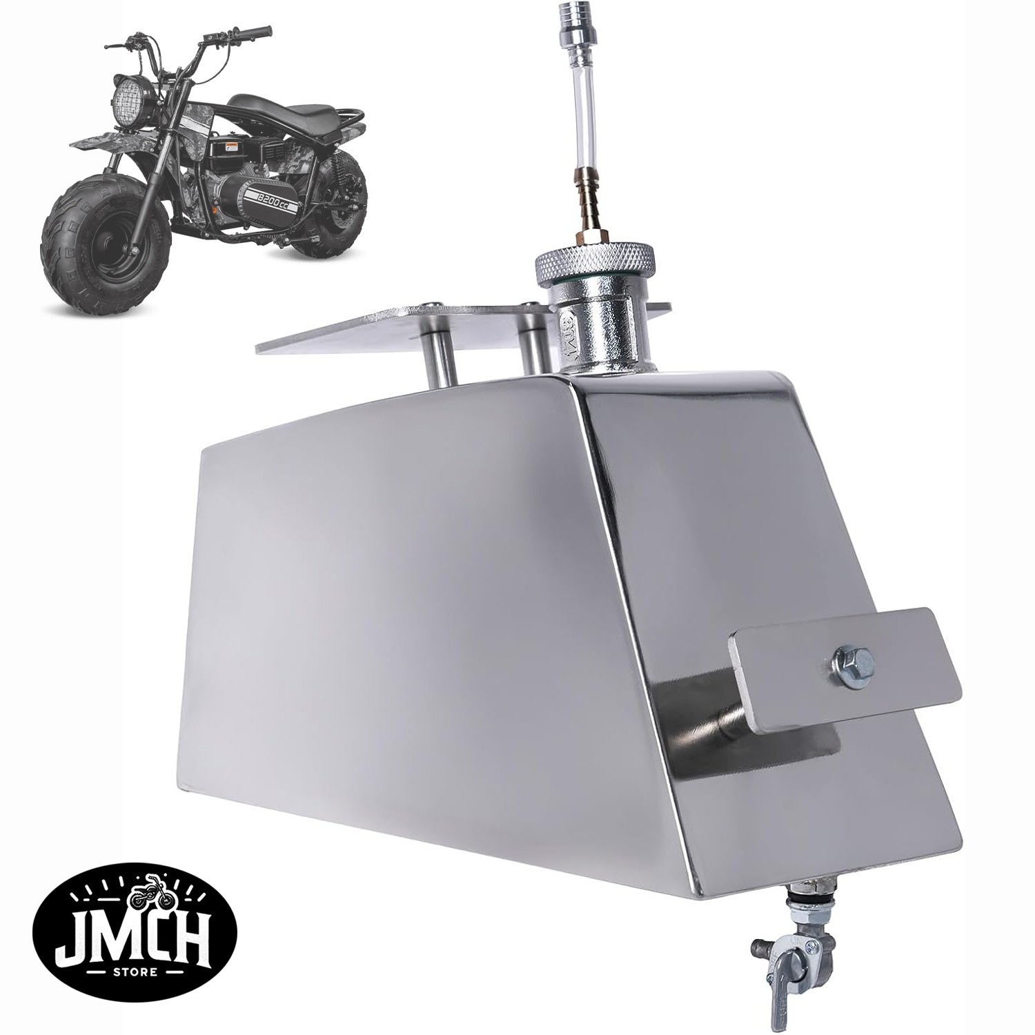 JMCH Stainless Steel Mini Bike Gas Fuel Tank for Coleman B200RSV Mini Bike