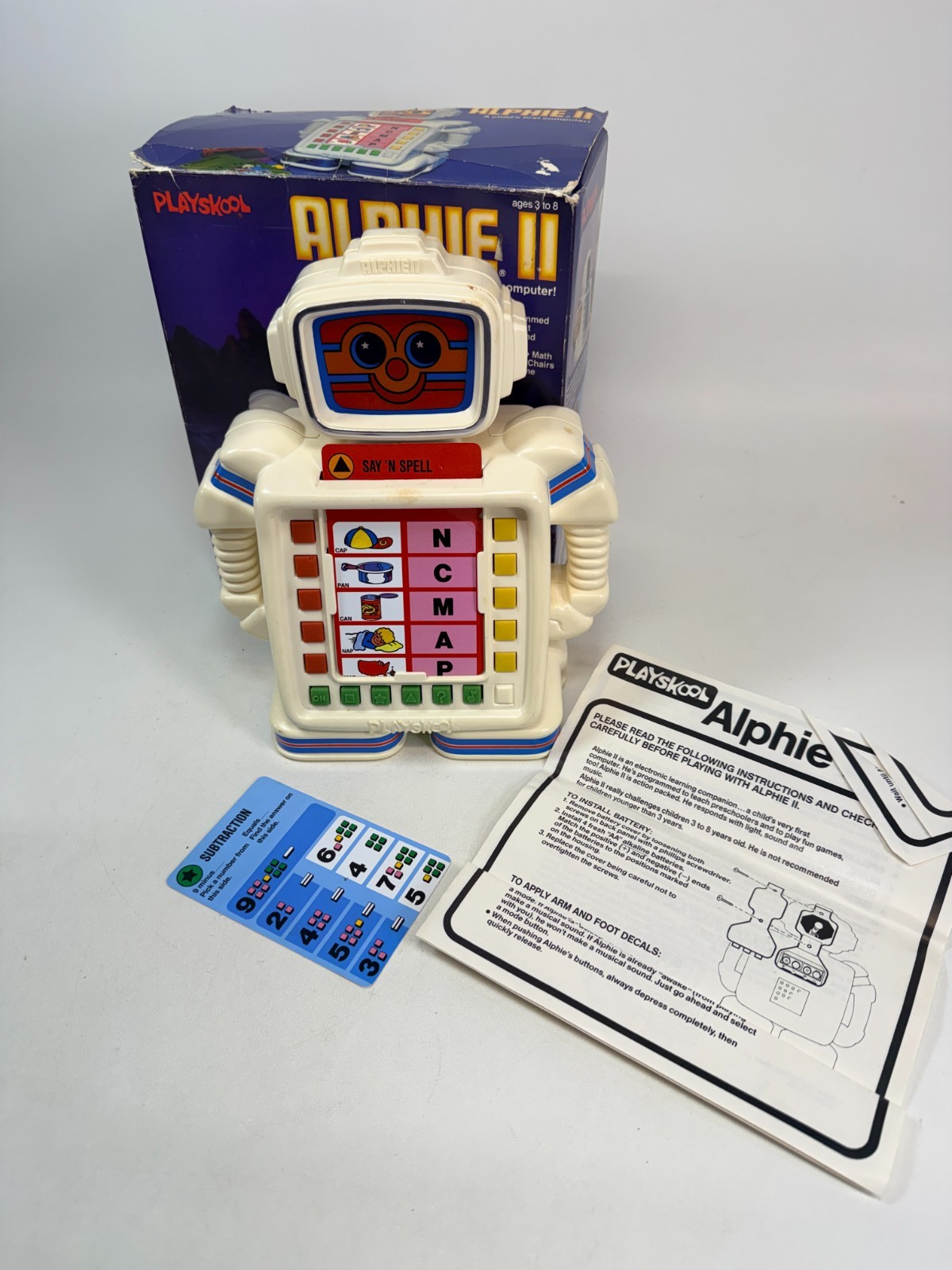 Vintage 1983 Playskool Alphie II Robot Toy Box Cards Instructions Parts Repair Vintage 1983 Playskool Alphie II Robot Toy Box Cards Instructions Parts Repair