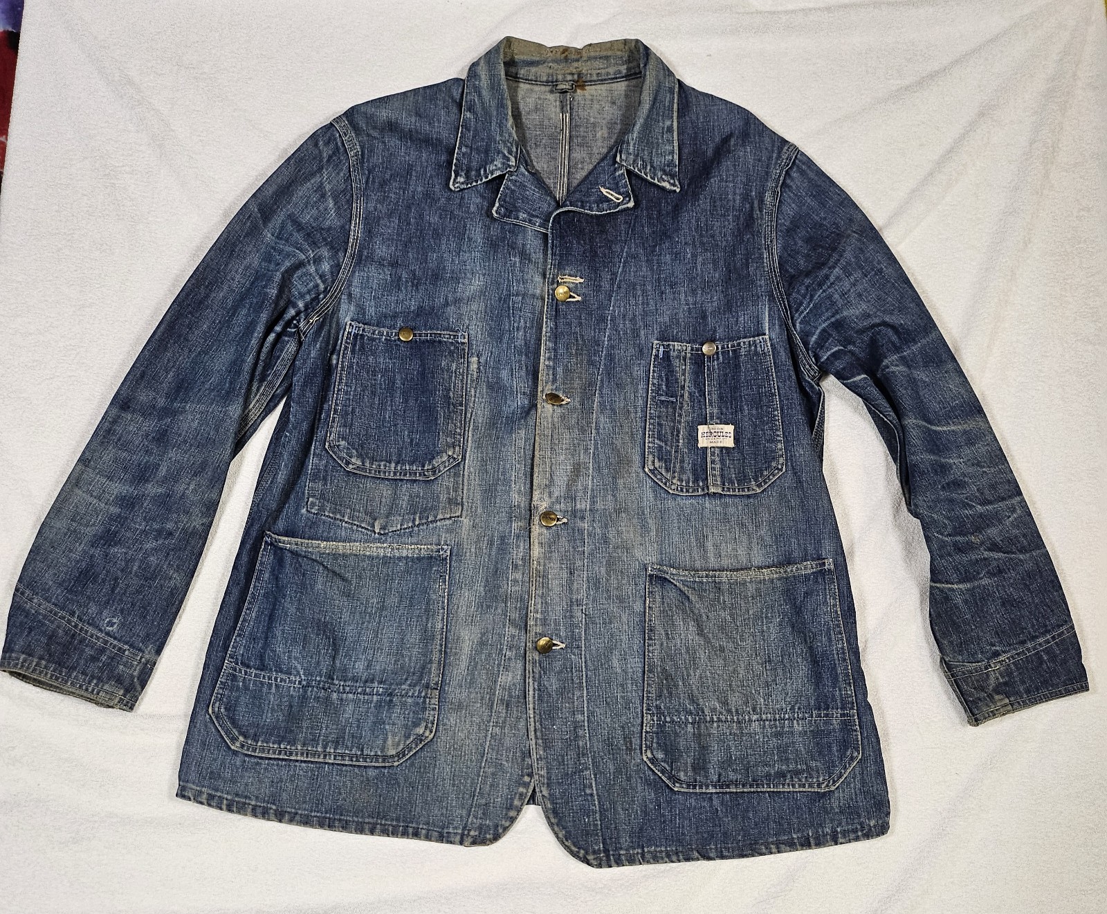 RARE 40s-50s HERCULES UNION MADE Denim Coverall Blue Tag Vintage Workwear RARE 40s-50s HERCULES UNION MADE Denim Coverall Blue Tag Vintage Workwear