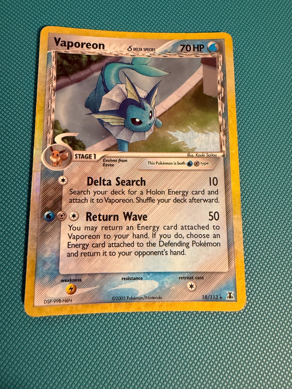 2005 Pokemon EX Delta Species VAPOREON Holo Foil 18/113 MP