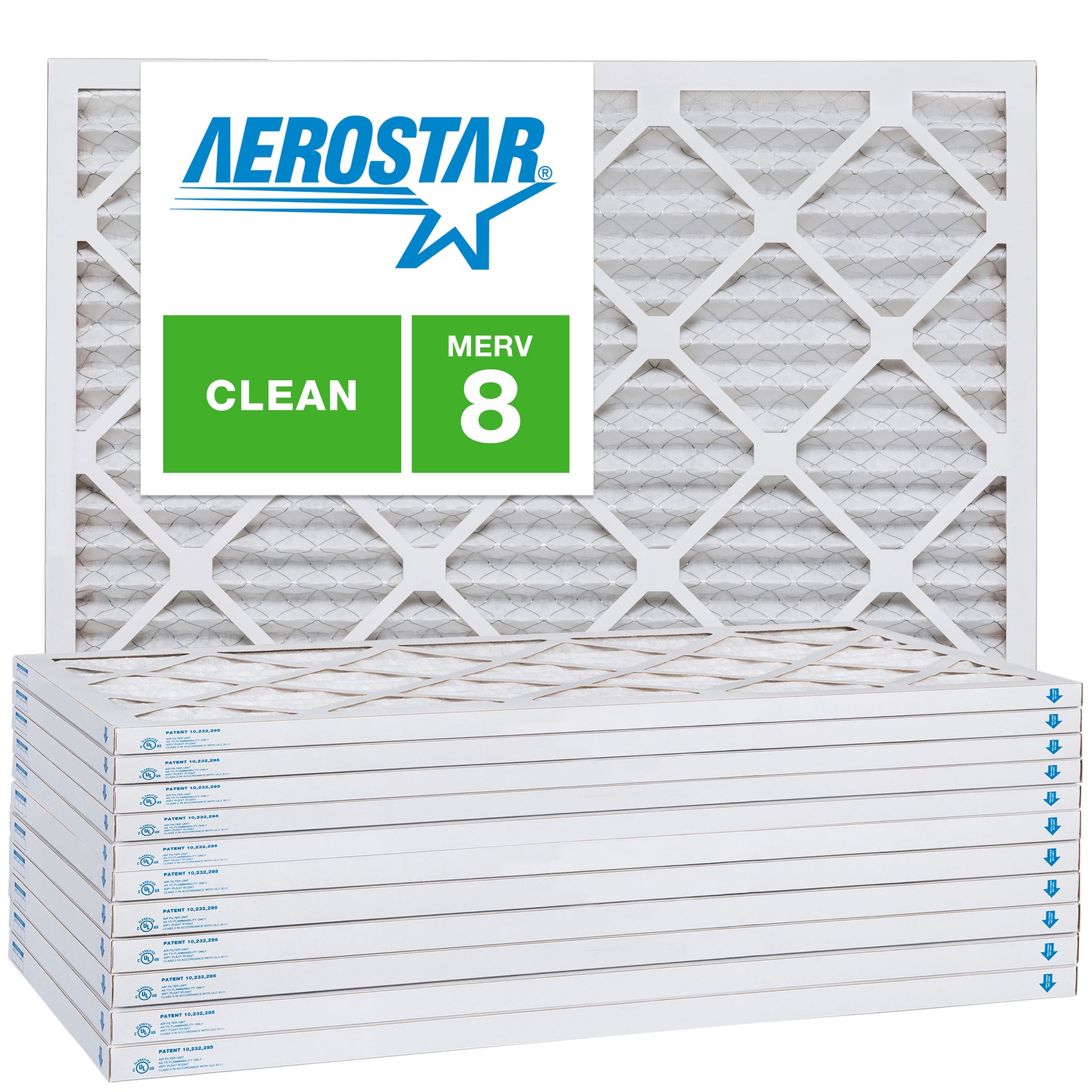 Aerostar 16x21x1 MERV 8 Air Filter, 12 Pack (15 7/8\