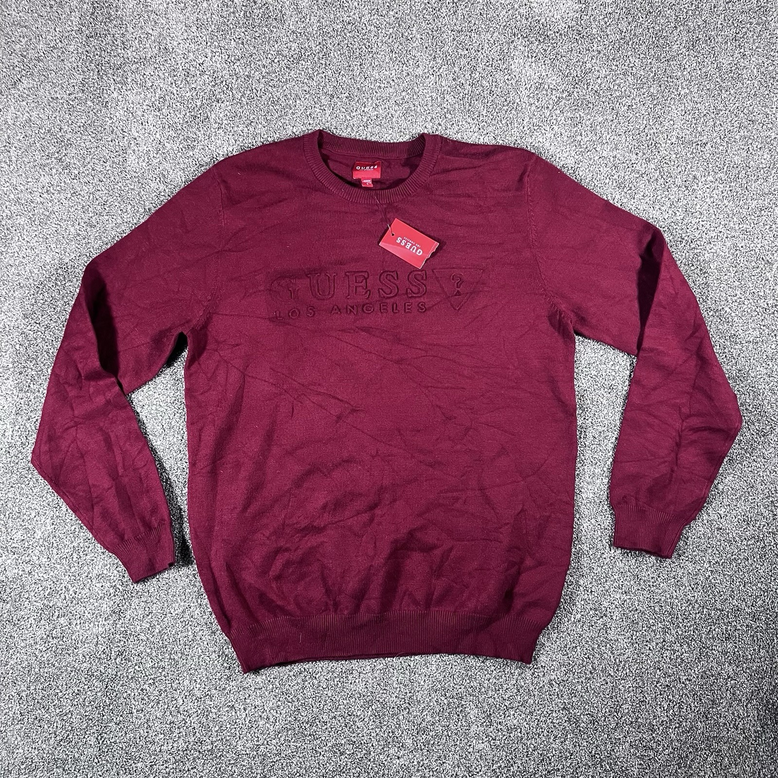 Guess Los Angeles Mens Large Burgundy Logo Crewneck Sweater NWT Guess Los Angeles Mens Large Burgundy Logo Crewneck Sweater NWT