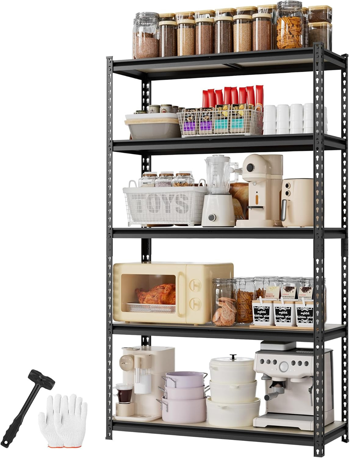 2180LBS Capacity 5-Tier Black Shelving, 35.4”Wx11.8”Dx72”H 2180LBS Capacity 5-Tier Black Shelving, 35.4”Wx11.8”Dx72”H