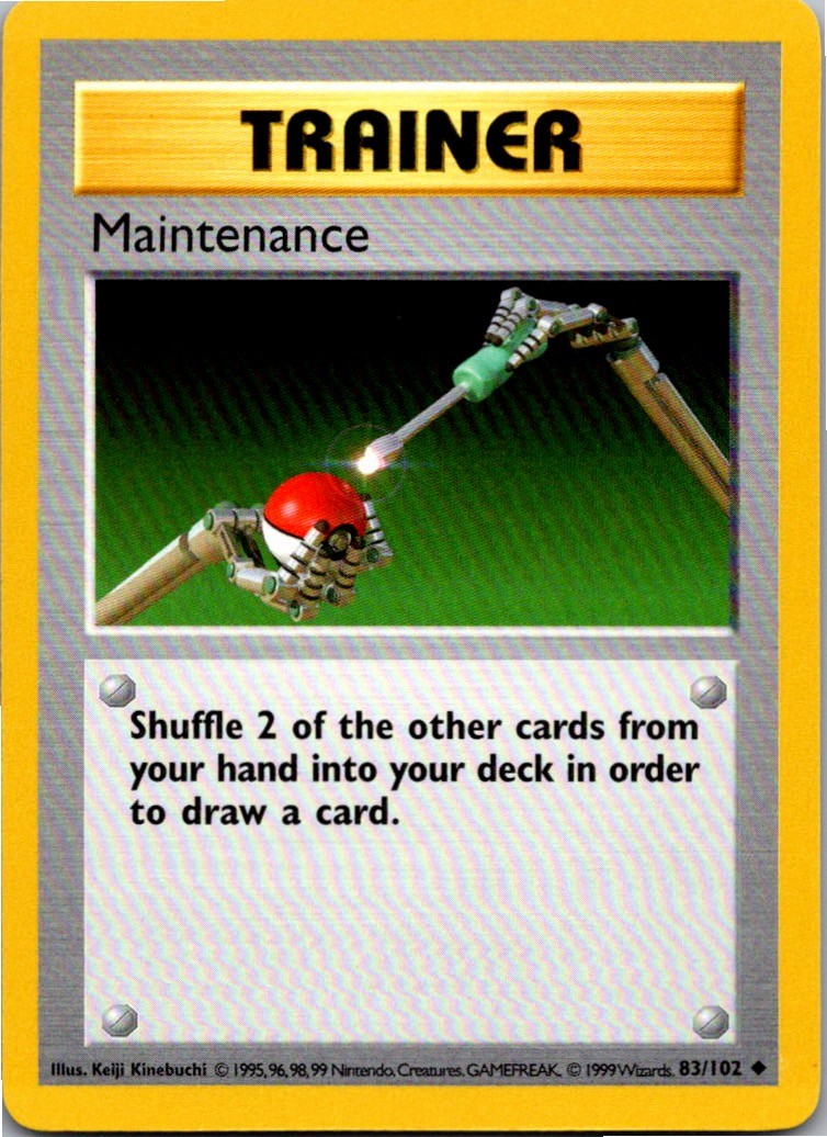 Maintenance 83/102 Uncommon Base Set Shadowless Pokemon Unlimited Near Mint Maintenance 83/102 Uncommon Base Set Shadowless Pokemon Unlimited Near Mint