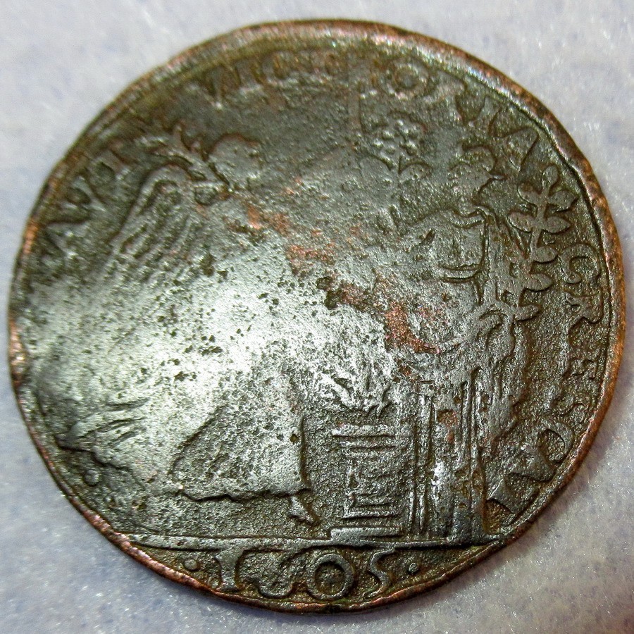 1605 Spain Archduke Albert and Infanta Isabella Spanish Netherlands Copper Penny