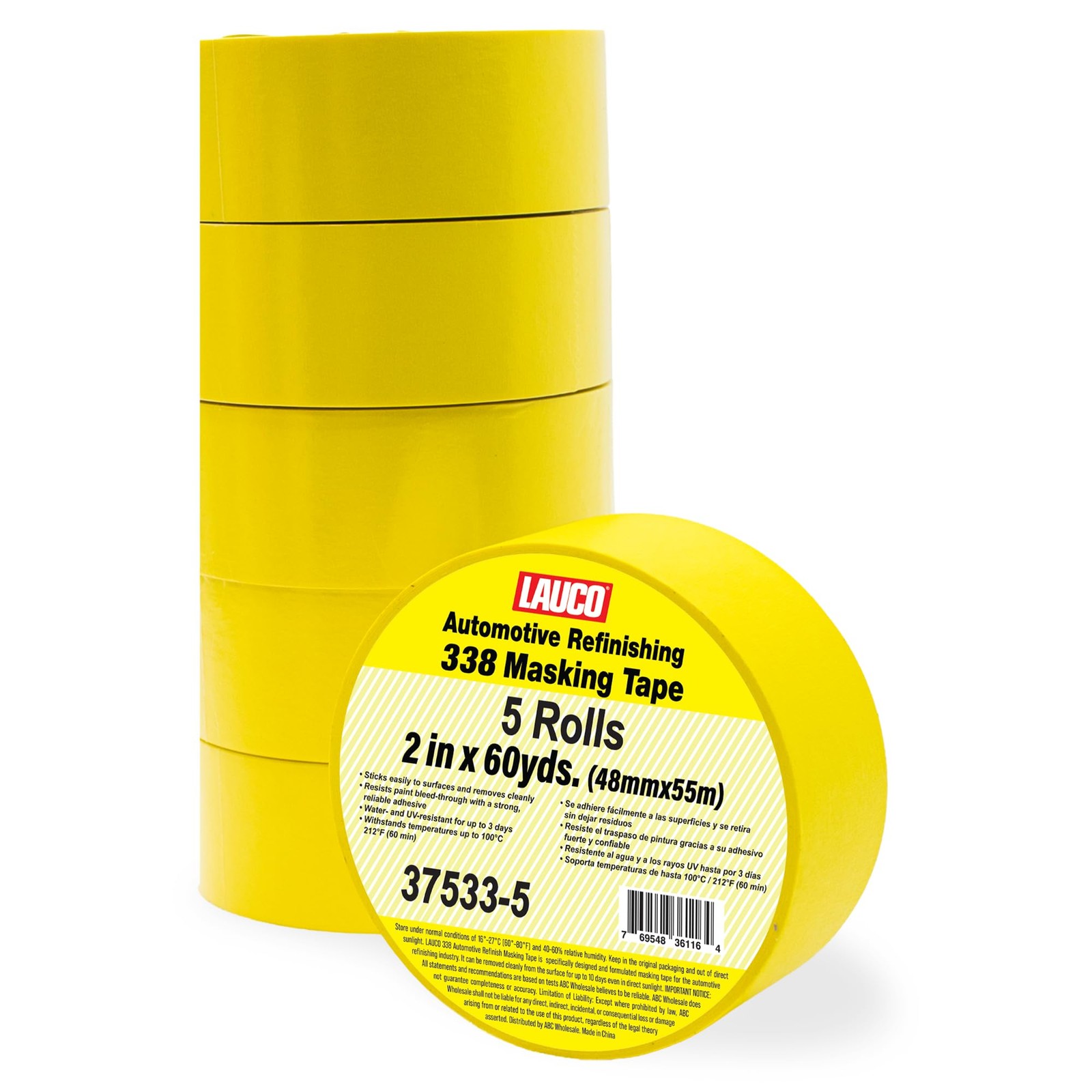 LAUCO Automotive Masking Tape Yellow Painters Tape for Car Painting, High LAUCO Automotive Masking Tape Yellow Painters Tape for Car Painting, High