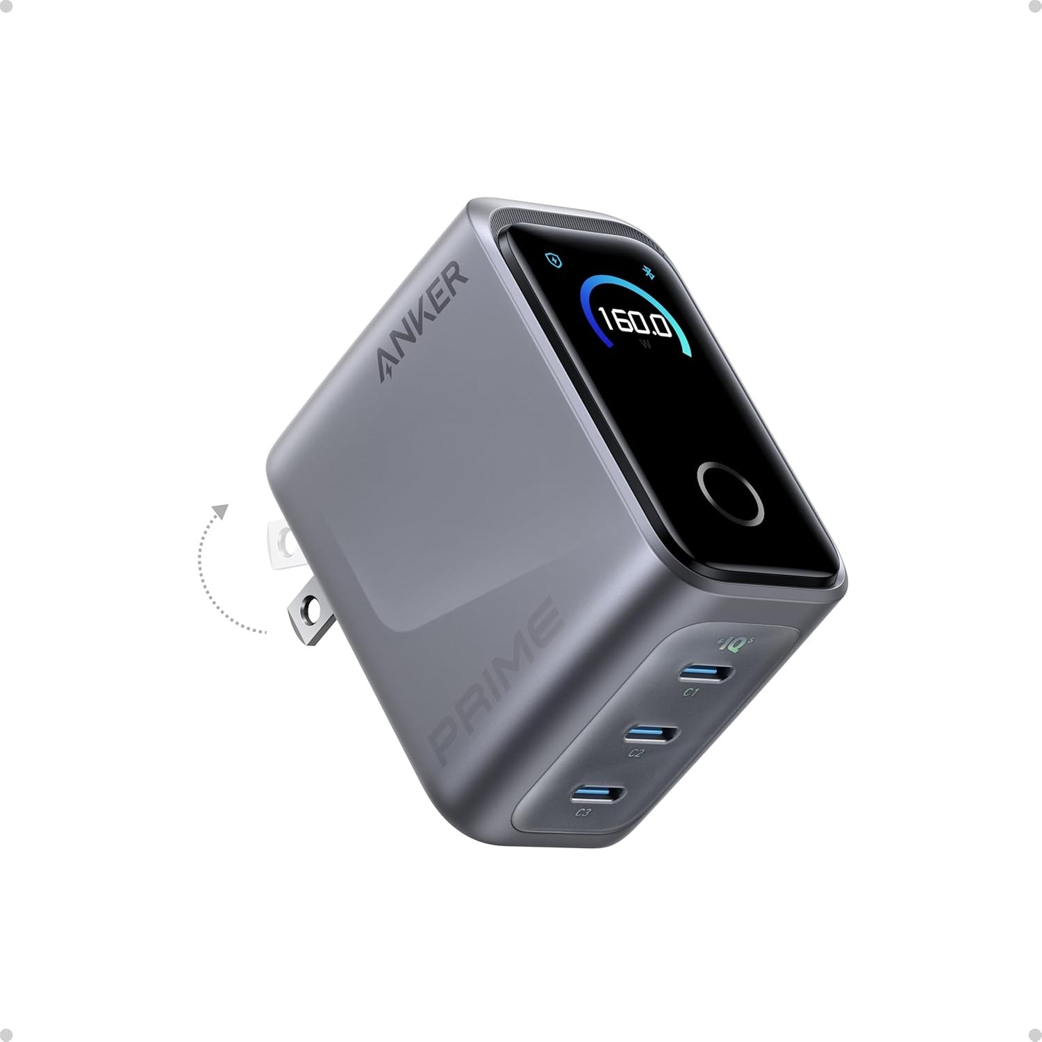 Anker Prime Charger, 160W Max 3-Port GaN Charger, for MacBook Pro Charger Anker Prime Charger, 160W Max 3-Port GaN Charger, for MacBook Pro Charger