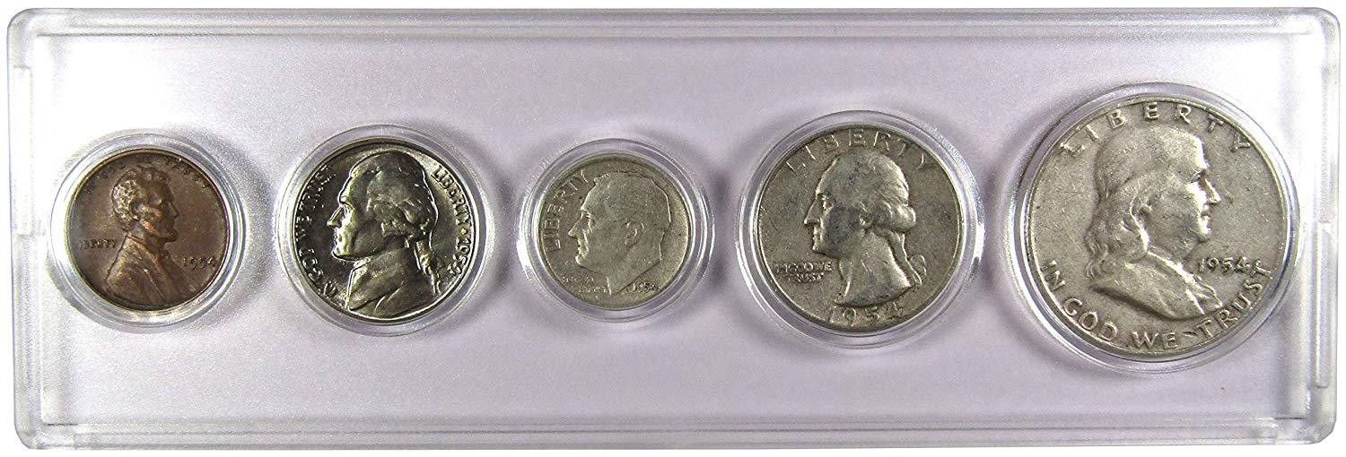1954 Year Set 5 Coins in Circulated or Better Condition Gift Set